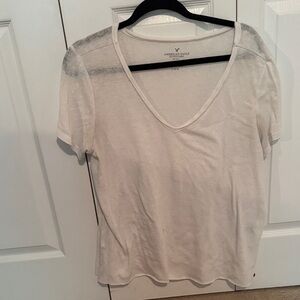American Eagle Outfitters White V-Neck Tee